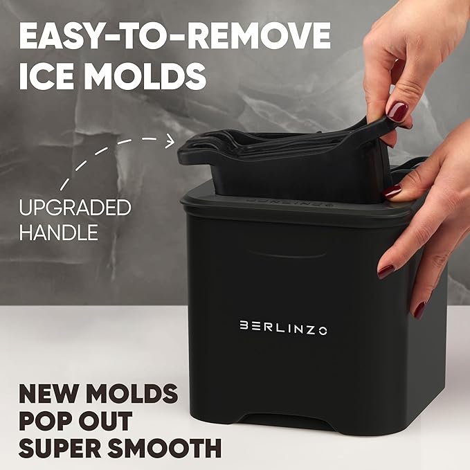 Berlinzo Premium Clear Ice Ball Maker Mold - 4 Large 2.1-inch Crystal Clear Ice Spheres for Whiskey & Cocktails - Easy-to-Remove Ice Round Mold - Storage Bag & Silicone Inserts Included (Non-Electric)