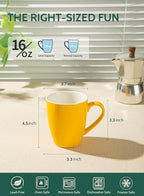 Sweese Porcelain Coffee Mugs - 16 Ounce (Top to the Rim) for Coffee, Latte, Tea, Cocoa, Set of 4, Yellow