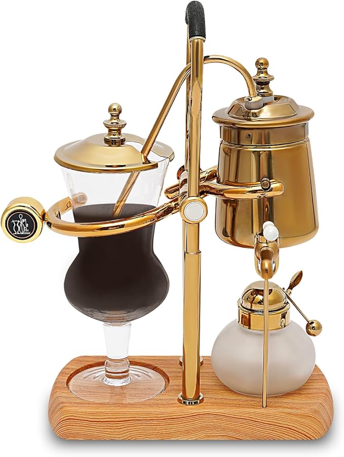 400ml Belgian Siphon Gold Coffee Pot, Vintage Luxury Balance Syphon Coffee Maker, Classic Manual Brew Coffee Brewer
