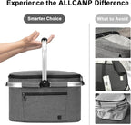 ALLCAMP Insulated Cooler Bag Portable Collapsible Picnic Basket Cooler Bag Collapsible, Leakproof, Lightweightwith Sewn in Frame (Medium Gray)