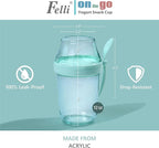 Felli On the Go Yogurt Parfait Snack Cups with Lid, Reusable Acrylic Travel Jars for Chia Pudding, Portion Control Breakfast & Lunch Containers, Small Fridge Food Storage (2, Green)