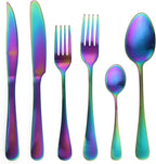 24-Piece Stainless Steel Flatware Set, Matte Colorful Rainbow Finish, Service for 4