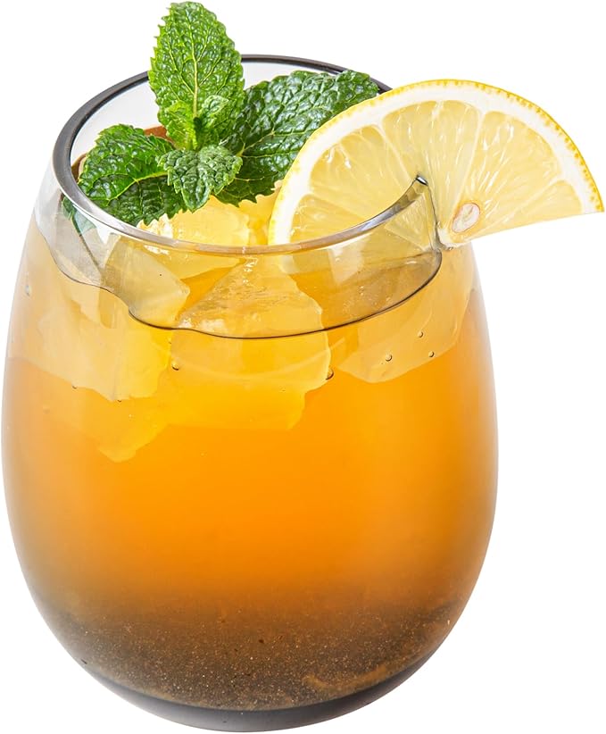 Restaurantware-Vetri 15 Ounce Wine Glasses, 6 Dishwashable Stemless Wine Glasses - No Lead, Durable, Gray Glass Stemware, For Home, Bar, Or Restaurant, Serve Merlot, Chardonnay, Or Bordeaux