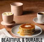 Zulay Kitchen Butter Crock With Lid & Spreader Knife for Countertop - Ceramic French Butter Dish Keeper For Fresh & Spreadable Butter - Peach