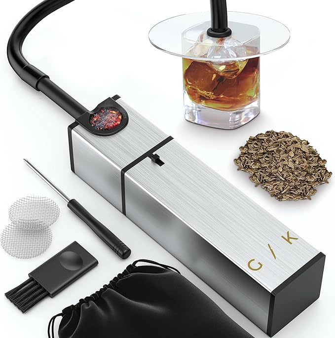 Cocktail Smoker Kit Holiday gift set - Indoor Drink & Food Infuser with Wood Chips | Old Fashioned Whiskey Bourbon Smoker Gift