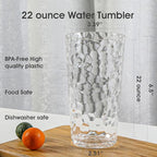 BPA-Free Plastic Tumblers 8 Pack (8x22oz) | Reusable Dishwasher Safe | Stackable Shatterproof Cups | Plastic Drinkware & Drinking Tumblers for Restaurant, Home, Party