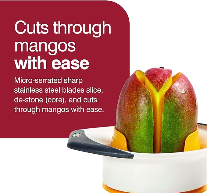 Zyliss 3-in-1 Mango Slicer, Peeler & Pit Remover Tool - Kitchen Mango Depitter & Peeler Gadget - Fruit Slicer with Micro-Serrated Stainless Steel Blader