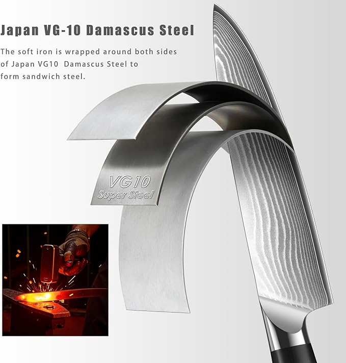 Damascus Chef Knife 8 Inch, Professional Japanese VG10 Damascus Steel Super Sharp Kitchen Knife, G10 Ergonomic Color Wooden Handle with Luxury Gift Box