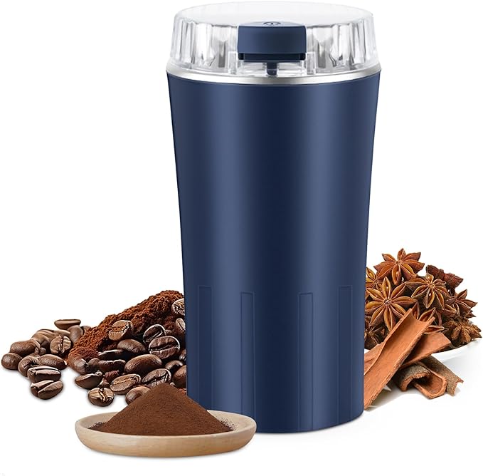 Electric Coffee Grinders - One-Key Portable Coffee Bean and Spice Grinder, 300W Powerful Power with Heavy-Duty Stainless Steel, Portable Coffee Grinder Electric for Coffee, Spices, Herb, Nuts,etc.