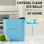 Berlinzo Premium Clear Ice Ball Maker Mold - 2 Large 2.4-inch Crystal Clear Ice Balls for Whiskey Cocktail-New Easy-to-Remove Ice Sphere Mold - Ice Storage Bag Included, Tiffany (Non-Electric)