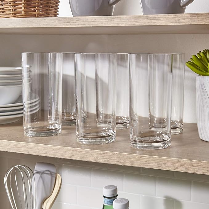 US Acrylic Classic Clear Plastic Reusable Drinking Glasses (Set of 6) 16oz Water Cups | BPA-Free Tumblers, Made in USA | Top-Rack Dishwasher Safe