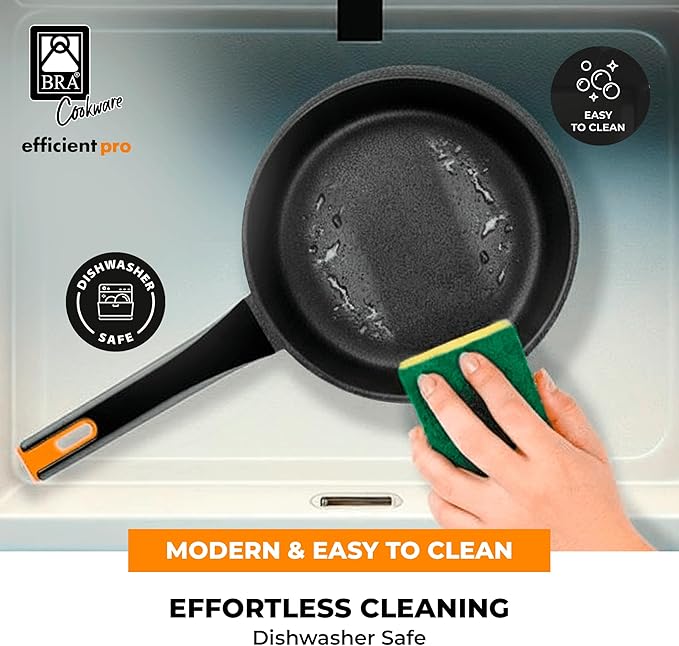 BRA COOKWARE Efficient Pro 6 Piece Cookware Set | Cast Aluminum Kitchenware Set | 1 Pots, 2 Frying Pans, 1 Saucepan, 2 Lids | Non-Stick | All Stovetops Compatible | PFOA Free