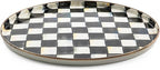 MACKENZIE-CHILDS Enamel Round Tray, Unique Serving Platter for Food and Drinks, Black-and-White Courtly Check
