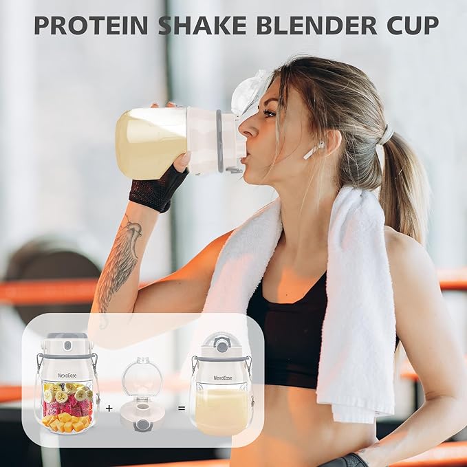 Portable Blender for Shakes and Smoothies- Personal Juicer 27 OZ Electric Protein Shaker Bottle with Insulated Sleeve, USB-C Rechargeable,Travel Lid- Small Blender Cup for Kitchen, Office, Gym,Trave