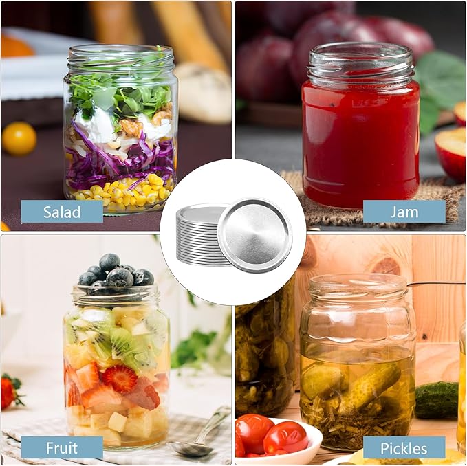 130 Pcs Regular Mouth Canining Lids (70 MM/2.76 Inch), Leak Proof Split-Type Metal Canning Jar Lids for Ball Kerr, Food Grade Material, 100% Fit & Airtight for Regular Mouth Mason Jar