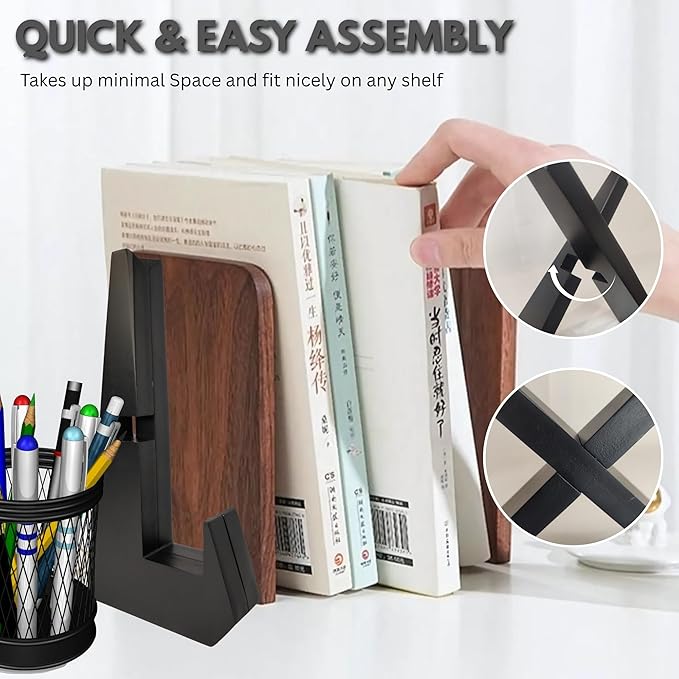 Cookbook Stand for Kitchen, Recipe Book Holder for Kitchen Counter, Wooden Cookbook Holder, Rustic Cook Book Holder Stand - Black