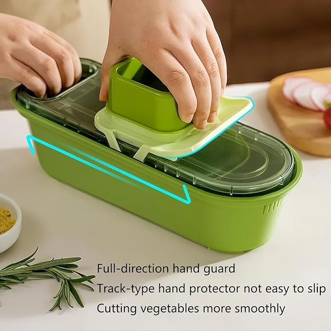 Stainless Steel Box Grater with Container - 6-in-1 Kitchen Slicer & Shredder for Cheese, Vegetables, Fruits - Dishwasher Safe, Non-Slip Base, Ergonomic Handle