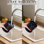 Cherry Pitter, 7-Hole Long Plunger Push Button Cherry Core Remover Tool with Splatter Protector, Quickly Pitting Cherries for Making Jam, Pies (Black)