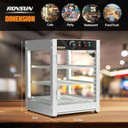 ROVSUN 3-Tier Commercial Food Warmer, 15" Pizza Warmer Food Warmer Display with LED Adjustable Lighting Glass Door Removable Shelves, Countertop Electric Food Warmer for Buffet Restaurant 110V 800W