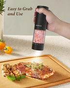 Electric Salt and Pepper Grinder Set - Automatic Refillable Salt and Pepper Grinders with Charging Base & LED Light, 6-Level Adjustable Coarseness with External Dial, Ideal Kitchen Gadget