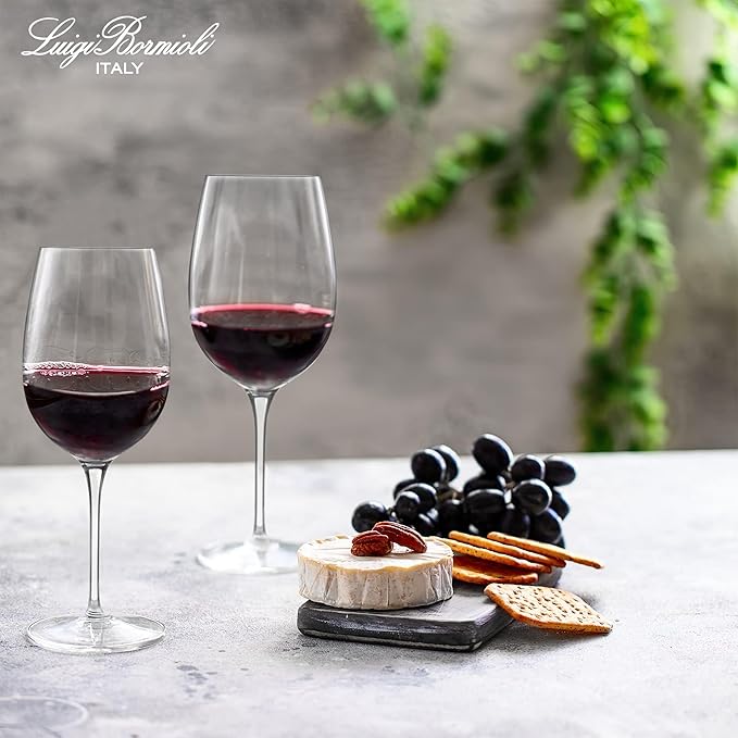 Luigi Bormioli Crescendo Bordeaux Wine Glasses, Set of 4-20 Oz. Lead-Free Crystal with Titanium Reinforced Stems - Laser Cut Rims, Seamless Design & Flat Foot - Made in Italy, Dishwasher Safe