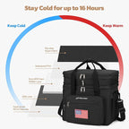 Maelstrom Tactical Lunch Box for Men, 23L Insulated Lunch Bag, Expandable Double Deck Cooler Bag, Lightweight Leakproof Tote Bag With Side Tissue Pocket, Suit For Men and Women, Black