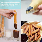 Hendiy 3 Pieces Churro Piping Tips, Stainless Steel 9FT Large Piping Tip Churro Maker Icing Tips, Pastry Tips for Cake Decorating Frosting Tip