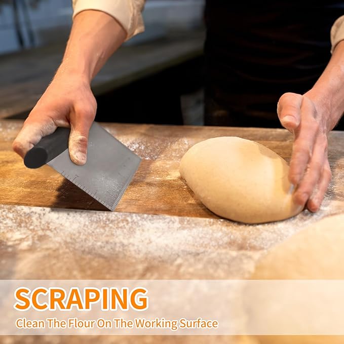 ALLTOP Stainless Steel Bench Scraper and Pastry Blender Cutter Set, Efficient Multipurpose Kitchen Baking Essential Tool with Comfortable Grip Handle-Perfect for Nut, Pie and Dough Processing - Black