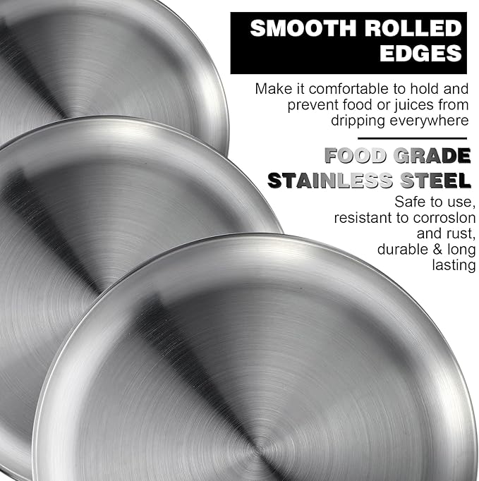 8 Pieces 12 Inch Pizza Pans Bulk Stainless Steel Sets Round Bakeware Pizza Trays for Oven Kitchen Baking Home Restaurant Safe Sturdy Reusable Easy Clean