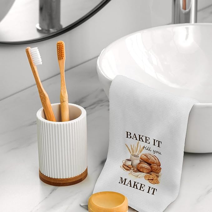 Baker Gifts Kitchen Towels, Gifts for Baking Lovers Decorative Hand Dish Towel for Kitchen, Rustic Farmhouse Tea Towels for Baking Sourdough, 16x24 Inch Set of 2