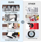 VEKAYA Cheese Grater, Cheese Grater Hand Crank, 4 Interchangeable Blades Cheese Shredder, Vegetable Slicer, Non-slip Suction Base, Easy to Clean Rotary Grater with Handle (White)