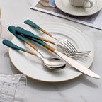 Colorful Silverware Set 20 Piece 18/0 Stainless Steel Flatware green orange Handle Cutlery Set Service for 4 Fork Knife Spoon Set Mirror Finish Dishwasher Safe