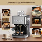 Espresso Machine with Milk Frother, 20 Bar Espresso Maker for Cappuccino&Latte, Compact Coffee Maker for Home&Office, 50oz Removable Water Tank, Stainless Steel
