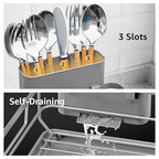 Dish Drying Rack for Kitchen Counter, Space-Saving Dish Rack, Multifunctional Dish Drainer Rack, Sink Kitchen Dishes Strainer, Dryer Rack with Drain Board, and Cutlery Holder,Small Size Gray