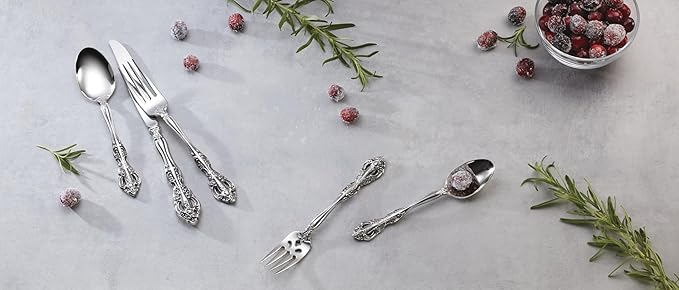 Oneida Michelangelo Fine Flatware Dinner Fork, Set of 4 , 18/10 Stainless Steel, Silverware Set, Dishwasher Safe