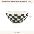MACKENZIE-CHILDS Enamel Everyday Bowl, Serving Bowl for Entertaining, Medium, Black-and-White Courtly Check, Set of 1