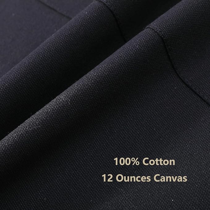 AFUN Chef Aprons for Women Men with Large Pockets, Cotton Canvas Cross Back Water Repellent Work Apron, Size M to XXL (Black)