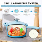 Onader 2 Quart Enameled Cast Iron Saucepan, Small Cast Iron Sauce Pan Pot for Cooking, Enamel Dutch Oven Kitchen Pot – Lake Blue