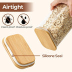 ComSaf 0.7 Qt Rectangle Glass Storage Containers with Lids, Glass Jars with Bamboo Lids, Clear Food Jar, Sugar Coffee Containers, Small Pantry Storage Container for Tea Candy Nuts Spices Oat