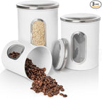 Mixpresso 3-Piece White Canisters Sets For The Kitchen, Airtight Canister Set With See Through Window, Storage Jars for Coffee Container, Tea Organizer & Sugar Canister, White Kitchen Canisters