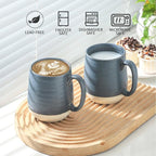 Hasense Porcelain Coffee Mugs Set of 6, 15 Ounce Large Ceramic Coffee Cups Set with Handle for Latte, Tea, Cocoa and Hot Chocolate, Dark Blue Coffee Mugs for Men and Women, Microwave Safe