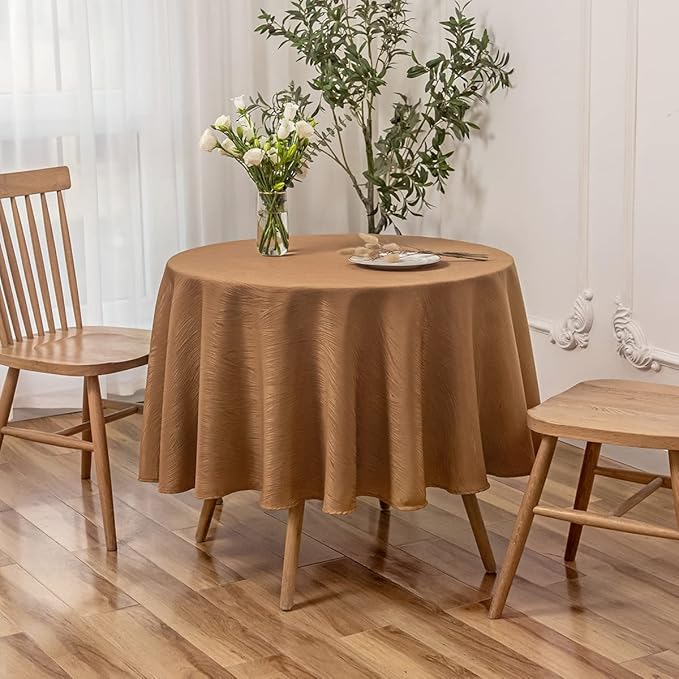 maxmill Fall Round Tablecloth Swirl Design Spillproof Wrinkle Free Heavy Weight Soft Table Cloth Decorative Fabric Tabletop for Harvest Celebration Thanksgiving Dinner Round 90 Inch, Fall Leaf