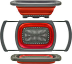 Qimh Colander Collapsible, Over The Sink Veggies/Fruit 6-Quart Strainers and Colanders with Extendable Handles, Folding Strainer for Kitchen