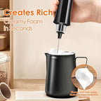 Rechargeable Milk Frother Handheld with 3 Detachable Stainless Steel Whisks, 3 Speed Adjustable Electric Whisk Foam Maker, Handheld Drink Mixer, Frother Wand for Coffee, with Storage and Charging Base