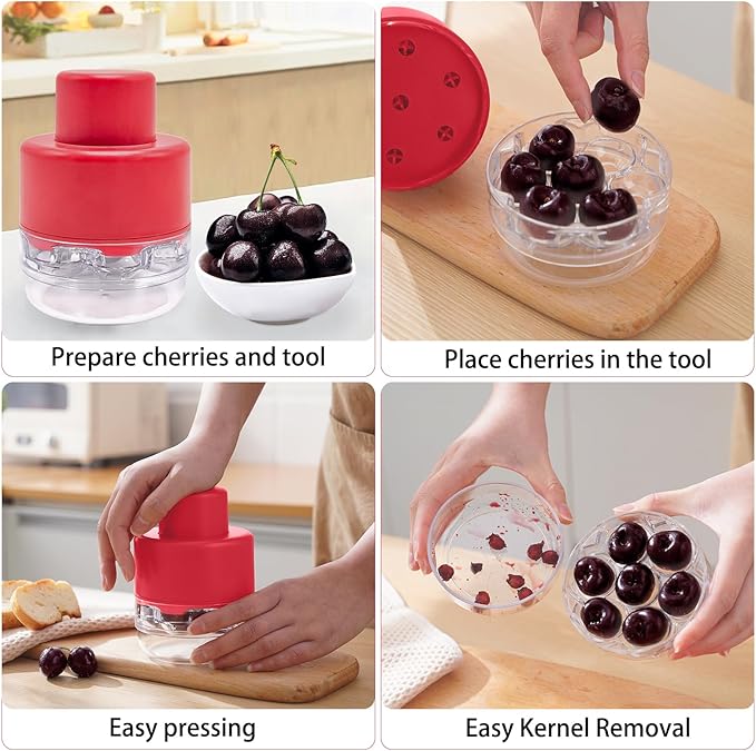 Cherry Pitter Multiple, Push Type Cherry Corer Multiple, Kitchen Cherry Jam 7 Holes Multi Pitter Tool, 7-in-1 Cherry Seed Remover Quick Portable Cherry Pitting Tool