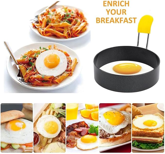 Mikim Egg Ring for Frying Eggs Mcmuffins, Round Egg Shaper for Cooking Breadfast Sandwich, Stainless Steel Non-stick, 3 inch / 7.5 cm Circle