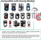 6 Pack Reusable K Cups for Keurig 2.0 & 1.0, Stainless Steel Reusable Coffee Pods for Keurig, Keurig Reusable Pods, Refillable Coffee Filter with Scoop & 6 Extra Seals, Eco-Friendly, BPA-Free