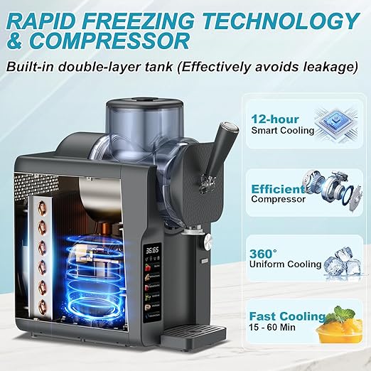 Ice Cream Maker, Slushie Machine for Home, Slushy Machine 70 oz Margarita Machine with 6 Preset Programs for Ice Cream, Frozen Yogurt or Gelato, Adjustable Thickness, Gray