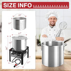 50QT Crawfish Boiler | Seafood Boiling Kit | Dustproof Cover & 12" Skimmer Included | 110,000BTU Propane Jet Burner | 0-20 PSI CSA Certified Regulator | Crab Boil Pot for Outdoor Backyard Cooking