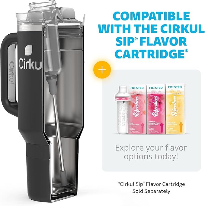 Cirkul 40oz. Carbon Stainless Steel Tumbler with Handle, All-Day StrawSip™, Double-Wall Insulated